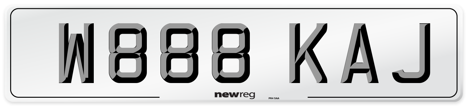 W888 KAJ Number Plate from New Reg